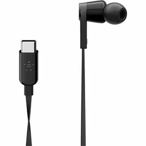 Belkin SOUNDFORM Wired Earbud Stereo Earset - Black - Binaural - In-ear - 121.9 cm Cable - USB Type C