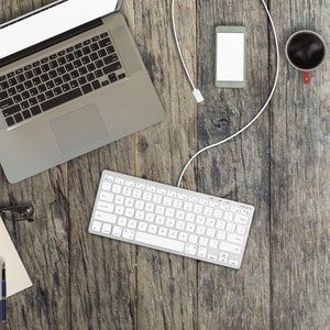 Macally Compact Aluminum USB-C Wired Keyboard for Mac and PC - Cable Connectivity - USB Type C Interface - 78 Key(s) - Cut