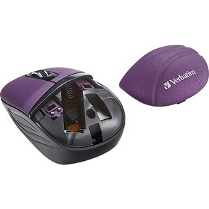 Verbatim Wireless Mini Travel Mouse, Commuter Series - Purple - Optical - Wireless - Radio Frequency - 2.40 GHz - Purple -