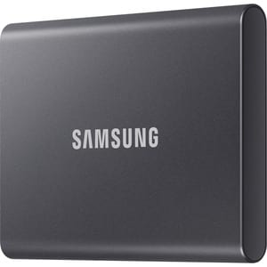  SSD Externe T7 Samsung 1To Gris titane MU-PC1T0T, vitesse de lecture jusqu'à 1050 Mo/s, résiste aux chutes jusqu'à 2m