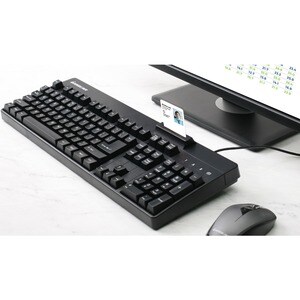 IOGEAR Integrated Keyboard/CAC Reader - Cable Connectivity - USB 2.0 Type A Interface - 104 Key(s) - Desktop Computer, Not