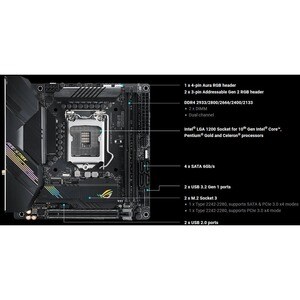 Asus ROG Strix H470-I GAMING Desktop Motherboard - Intel H470 Chipset - Socket LGA-1200 - Intel Optane Memory Ready - Mini