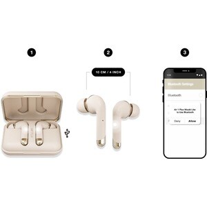 Happy Plugs Air 1 Plus True Wireless Earbud Stereo Earset - Gold - Binaural - In-ear - Bluetooth - 16 Ohm - 20 Hz to 20 kH