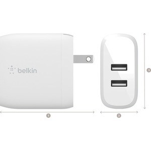 Belkin BOOST↑CHARGE Dual USB-A Wall Charger 24W - 24 W - 4.80 A - White - 1