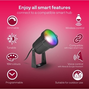 Faretto innr - Nero - LED Bulbo - 4,50 W - Alluminio, Con dorsi plastici per Outdoor, Garden, Balcone - 80 mm Altezza x 80