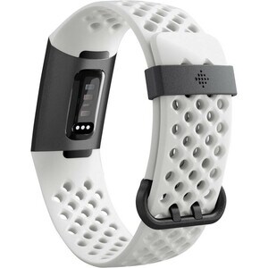 Fitbit Charge 3 Smart Band - Frost White, Graphite Aluminum Body Color - Leather, Aluminium Body Material - Woven, Elastom