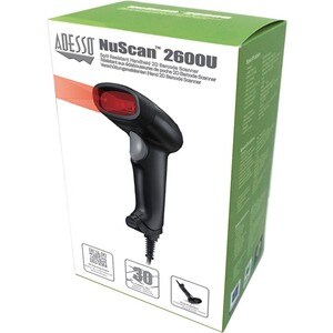 Adesso NuScan 2600U - Handheld 2D Barcode Scanner - Cable Connectivity - 30 scan/s - 12" Scan Distance - 1D, 2D - LED - US
