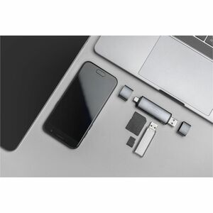 Digitus Dualer Kartenlesegerät Hub USB-C™ / USB 3.0, OTG. Kompatible Speicherkarten: MicroSD (TransFlash), SD, Produktfarb