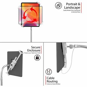 CTA Digital Heavy-Duty Medical Mobile Floor Stand for 7-13 Inch Tablets (White) - Up to 13" Screen Support - 65" Height - 
