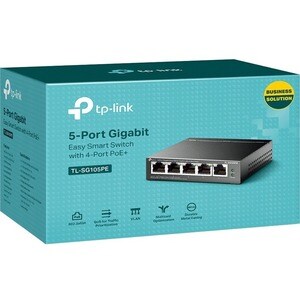TP-Link TL-SG105PE 5 Ports Ethernet Switch - Gigabit Ethernet - 10/100/1000Base-T - 2 Layer Supported - 4.50 W Power Consu
