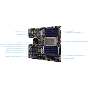 Asus KRPA-U16 Server Motherboard - AMD Chipset - Socket SP3 - SSI EEB - 2 TB DDR4 SDRAM Maximum RAM - RDIMM, LRDIMM, DIMM 