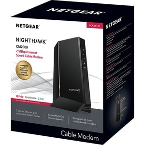 Netgear Nighthawk Multi-Gig 2.5Gbps Cable Modem - 1 x Network (RJ-45) - F-type - 2.5 Gigabit Ethernet - Desktop