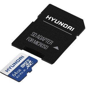 Hyundai 64GB microSDXC UHS-I Memory Card with Adapter, 90MB/s (U3) 4K Video, Ultra HD, A1, V30 - Up to 35MB/s write speeds