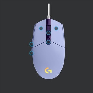 Logitech G203 Gaming Mouse - Cable - Lilac - USB - 8000 dpi - 6 Button(s)