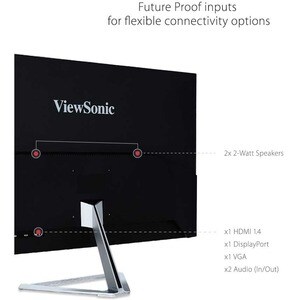 Monitor LED ViewSonic Entertainment VX3276-mhd 32"" (81.3cm) Class Full HD - 16:9 - Plata metálico - 31.5"" (80cm) Viewabl