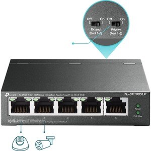 TP-Link TL-SF1005LP 5 Anschlüsse Verwaltbar Ethernet-Switch - 2 Unterstützte Netzwerkschicht - 47 W Stromverbrauch - 41 W 