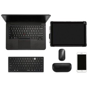 Kensington Multi-Device Dual Wireless Compact Keyboard - Wireless Connectivity - Bluetooth/RF - 2.40 GHz - USB Interface -