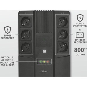 Trust Maxxon Standby UPS - 800 VA - Wall/Desktop/Floor Mountable - AVR - 8 Hour Recharge - 230 V AC Input - 230 V AC Outpu