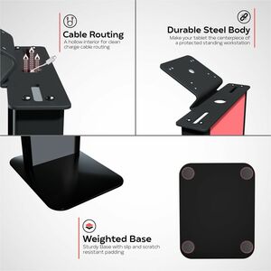 CTA Digital Customizable Premium Locking Floor Stand Kiosk with Graphic Card Slot for branding for 10.2-in iPad 7th, 8th G