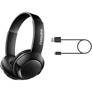 Philips BASS+ SHB3075BK/00 Wireless Over-the-head Stereo Headset - Black - Binaural - Supra-aural - 1000 cm - Bluetooth - 