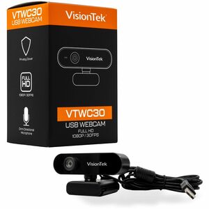 VisionTek VTWC30 Webcam - 1080p - 30 fps - USB 2.0 - 1920 x 1080 Video - CMOS Sensor - Manual Focus - Microphone - Noteboo