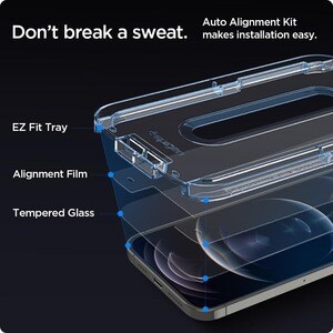 Spigen GLAS.tR EZ Fit Tempered Glass Screen Protector - Transparent - 2 - For LCD iPhone 12, iPhone 12 Pro - Fingerprint R