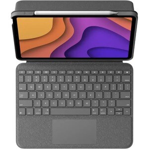 Logitech Folio Touch Keyboard/Cover Case for 27.9 cm (11") Apple iPad Air (4th Generation) Tablet - Oxford Gray - Scuff Re