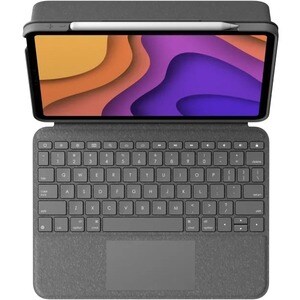 Logitech Folio Touch Keyboard/Cover Case (Folio) Apple, Logitech iPad Air (4th Generation) Tablet - Oxford Gray - Scuff Re