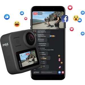 GoPro MAX 数码摄像机触控屏 - 5.6K - 黑 - 16:9 - H.264 - 电子 (IS) - USB - microSD - 存储卡 - 粘合剂安装