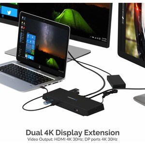 Sabrent USB Type-C Dual 4K Universal Docking Station with USB C Power Delivery (DS-WSPD) - for Computer - 60 W - USB Type 