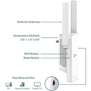 TP-Link RE315 Dual Band IEEE 802.11ac 1.17 Gbit/s Wireless Range Extender - 2.40 GHz, 5 GHz - 2 x External Antenna(s) - Ex