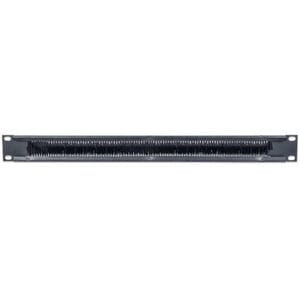 Intellinet 19" Cable Entry Panel, 1U, with Brush Insert, Black - Cable Panel - 1U Rack Height x 19˘ Panel Width - Steel