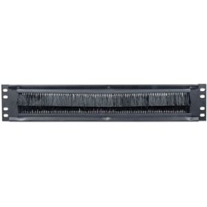 Intellinet 19" Cable Entry Panel, 2U, with Brush Insert, Black - Cable Panel - 2U Rack Height x 19˘ Panel Width - Steel