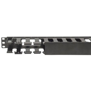 19" Cable Management Panel, 19" Rackmount Cable Manager, 1U, with Cover, Black - Cable Management Panel - 1U Rack Height x