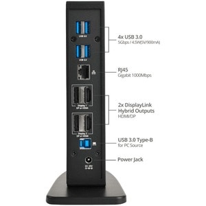 SIIG Universal Hybrid Dual 4K Video Docking Station - USB-C/USB-A Dock - Hybrid Universal USB 3.0 Laptop Docking Station -