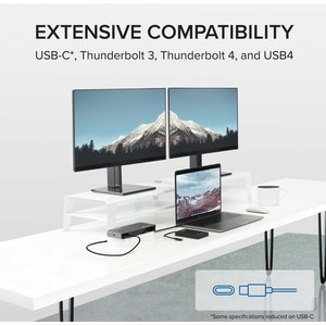 Plugable Thunderbolt Dock - 40Gbps and USB C Docking Station with 96W Charging - Compatible with Mac and Windows Laptops, 