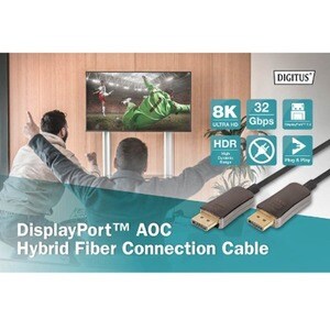 Digitus 20 m Hybrid-Glasfaserkabel AV-Kabel - 1 Stück - Cable for Audio-/Video-Gerät, HDTV, Blu-ray-Player, DVD, Spielkons