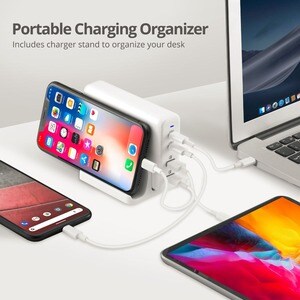 SIIG 100W Dual USB-C PD 3.0 PPS & QC 3.0 Combo Power Charger - White - Powerfull 4-Port high-power charger with two USB-C 