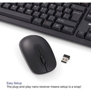 Verbatim Wireless Keyboard and Mouse - USB Type A Wireless Bluetooth 2.40 GHz Keyboard - USB Type A Wireless Mouse - Optic