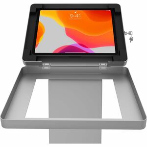 CTA Digital Premium Locking Floor Stand & Enclosure for iPad 10th Gen 10.9â€³ & More (Silver) - Up to 11" Screen Support -