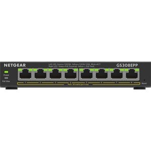 Netgear Business GS308EPP 8 Ports Ethernet Switch - Gigabit Ethernet - 10/100/1000Base-T - Black - 3 Layer Supported - 123