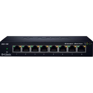 D-Link DGS-108 8 Ports Ethernet Switch - 2 Layer Supported - 4.62 W Power Consumption - Twisted Pair - Desktop