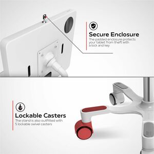 CTA Digital Medical Grade Anti-Microbial VESA Floor Stand with Universal Security Enclosure - Up to 10.50" Screen Support 