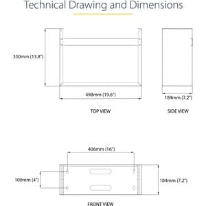 StarTech.com 4U Wall Mount Rack, 14in Deep, 19 inch Wall Mount Network Rack, Wall Mounting Patch Panel Bracket for Switch/