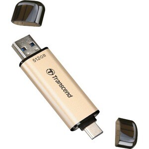 Transcend JetFlash 930C 512 GB USB 3.2 (Gen 1) Type A, USB 3.2 (Gen 1) Type C Flash Drive - Gold - 420 MB/s Read Speed - 4