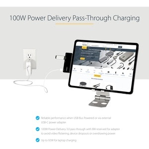 StarTech.com USB C Multiport Adapter, USB-C to 4K 60Hz HDMI, 100W PD Pass-Through, 3xUSB, Audio, USB-C Mini Dock, Portable