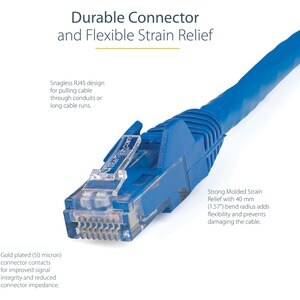 StarTech.com 1m CAT6 Ethernet Cable, LSZH (Low Smoke Zero Halogen), 10 GbE Snagless 100W PoE UTP RJ45 Blue CAT 6 Network P