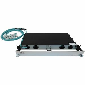 Eaton Tripp Lite Series Preloaded Fiber Panel, 1U - 2x (12x LC/LC Duplex M/M) 24F Trunk Cables, OM4 Multimode, 10 m (32.8 