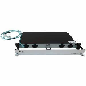 Eaton Tripp Lite Series Preloaded Fiber Panel, 1U - 2x (12F MTP/MPO-PC to 4x LC Duplex F/M) 8F Trunk Cables, OM4 Multimode