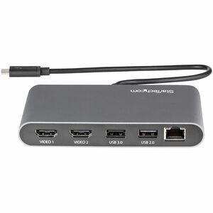StarTech.com Docking Station - 2 Displays Supported - 4K - 3840 x 2160 - 1 x USB 2.0 - 1 x RJ-45 Ports - Network (RJ-45) -